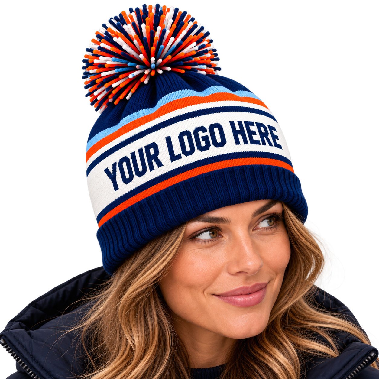 Custom pom-pom beanie